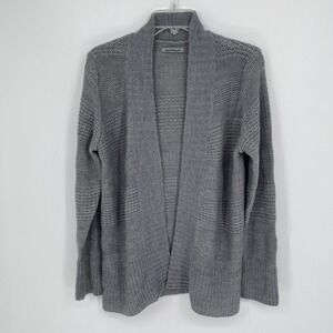Jason Maxwell Women's Gray Textured Knit Open‎ Front Cardigan Sweater Size XLP